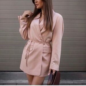 Pink belted blazer jacket